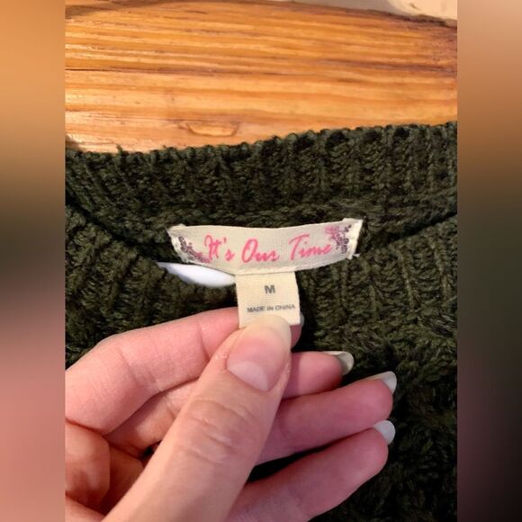 It’s Our Time Green and Black Marled Crewneck Sweater Size Medium - Picture 8 of 10